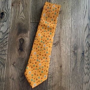 Salvatore Ferragamo orange ladybug/shamrock tie